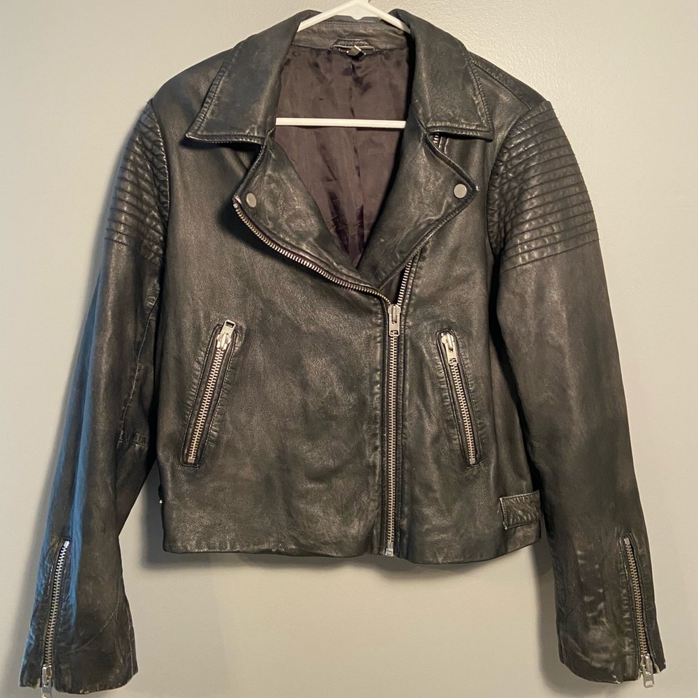 TOPSHOP Genuine Leather Moto Jacket
